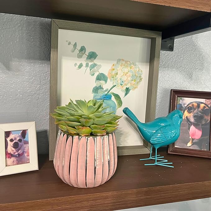 Admired By Nature 4" Ceramic Flower Planter, Ceramic Pot Planter, Indoor Ceramic Bowl, Houseplant Ceramic Pot, Decorative Planter for Indoor Plant Succulent Plant Home Décor, Lightweight, Pink