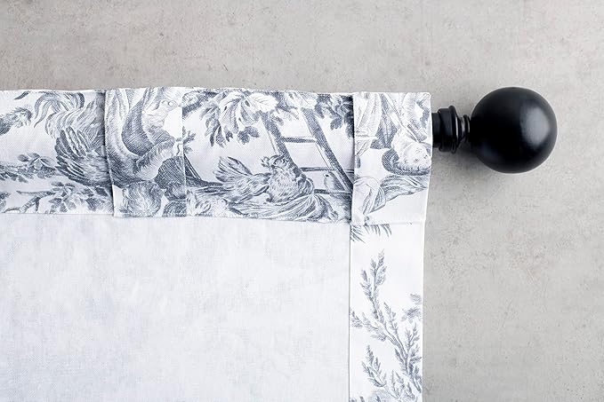 Maison d' Hermine Curtains for Living Room 100% Cotton 96 inch Length One Panel Light Filtering Toile Curtains with Rod and Loop Pockets (The Miller Paloma Gray (White Background), 50" W x 96" L)