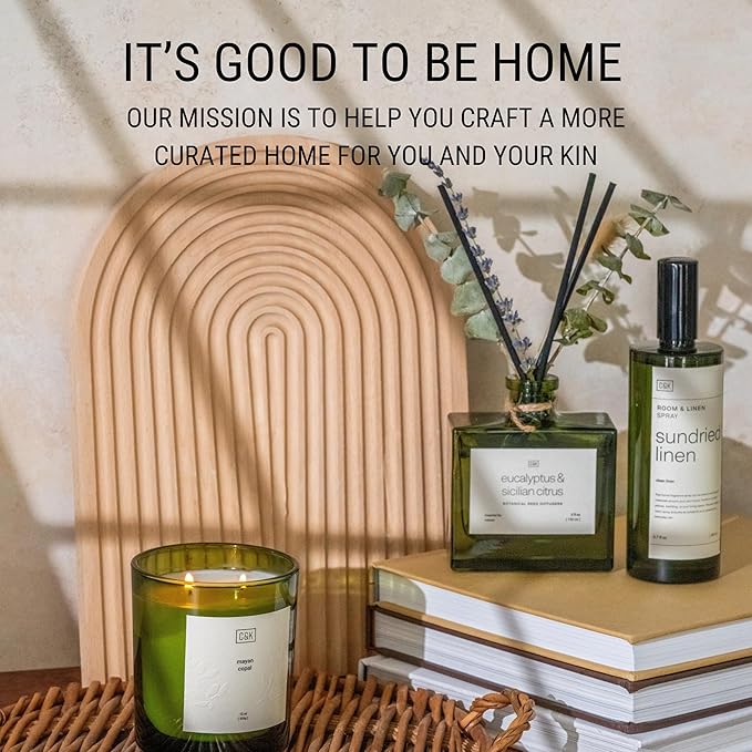 Craft & Kin Reed Diffuser with Dried Flowers | 5 oz Santal Woods Scented Reed Diffusers for Home, Bathroom | Scent Sticks | Elegant Fragrance Home Decor for Men & Women