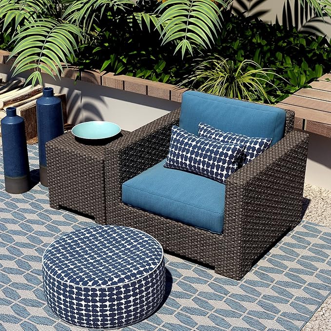LVTXIII Outdoor Lumbar Pillow Covers 12 x 20 Inch, Patio Fluffy Pillow Cases ONLY, 2 Pack Water-Repellent Lumbar Cushion Cases for Home Patio Garden Sofa Bed Furniture Ornament, Tie-dye Navy