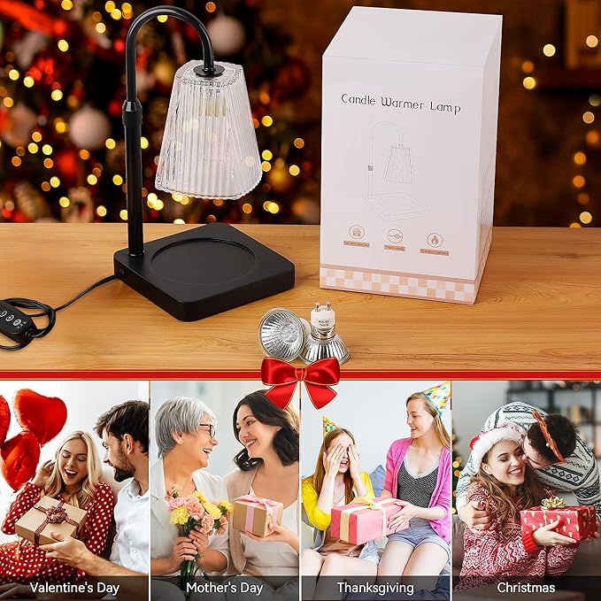 Candle Warmer Lamp with Timer - Electric Melter Candle Lamp Dimmable Candle Heater