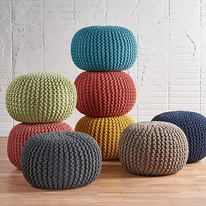 Moro Fabric Pouf, Grey