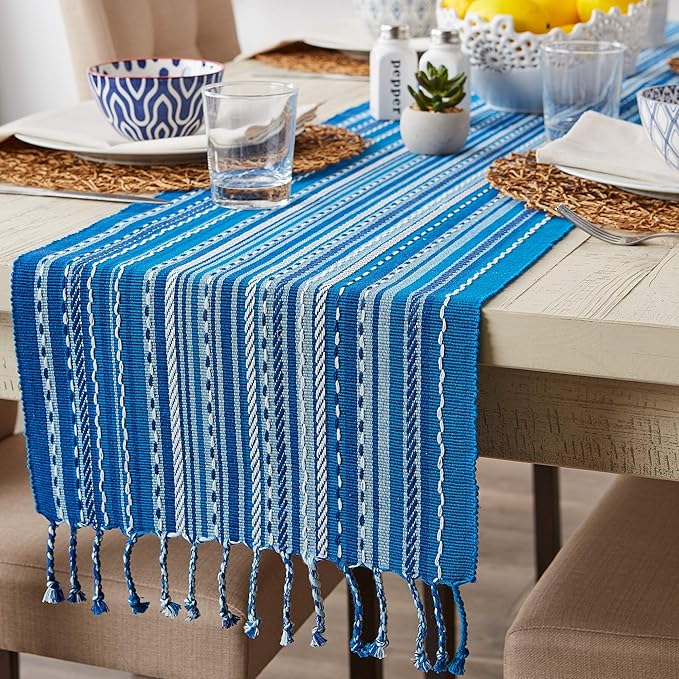 DII Southwest Collection Tabletop, Table Runner, Blue, "table runner, 14x72"""