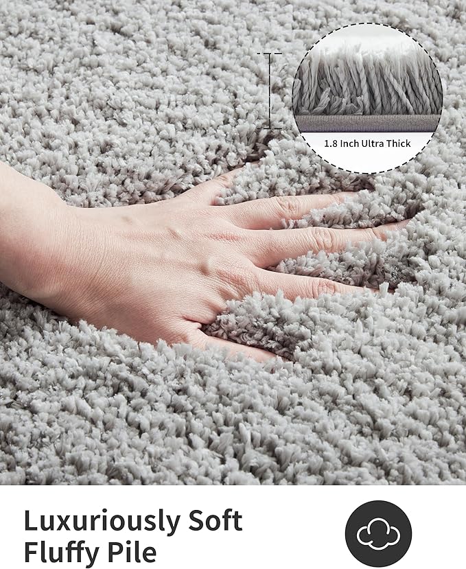 ILANGO Grey Bathroom Rugs 60" × 24" Non Slip & Super Absorbent Extra Thick Soft, Washable Bath Carpet Runner for Floor, Microfiber Plush Shaggy Bath Mats with Rubber for Bedroom Bathtub Shower Room