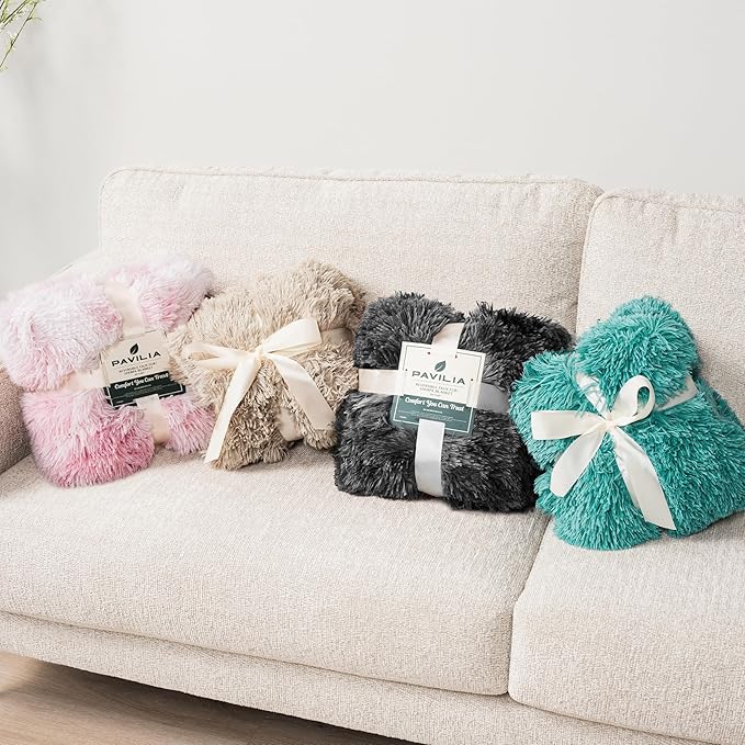 Pavilia Black Fluffy Bed Blanket, King Size, Fuzzy Plush Warm Large Blanket for Couch Sofa, Super Soft Thick Faux Fur Sherpa, Tie-Dye, 90x108