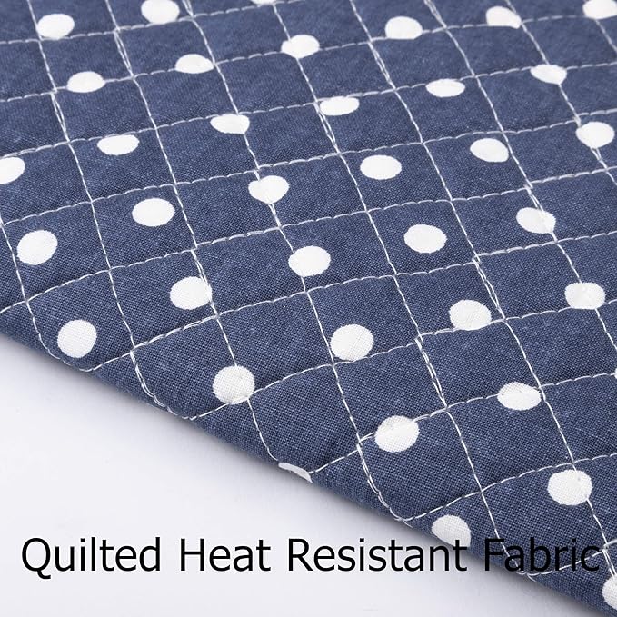 NEOVIVA Quilted Placemat Set of 4 for Dining Table, Heat Resistant Placemats for Dinner, Polka Dots Crown Blue