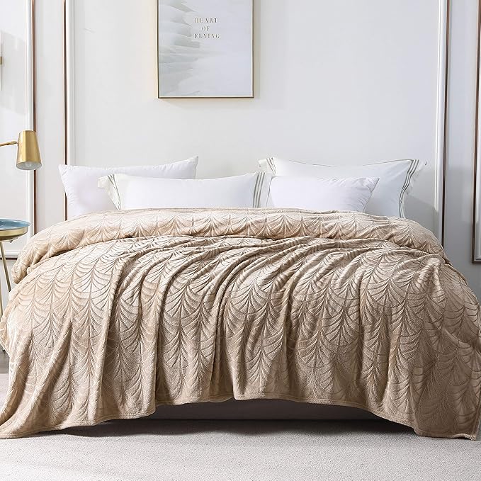 Whale Flotilla Flannel Fleece Twin Size Blanket for Bed, Soft Fluffy Velvet Bedspread Coverlet with Decorative Vintage Pattern for All Season, Warm and Lightweight, 90x66 Inch, Champagne