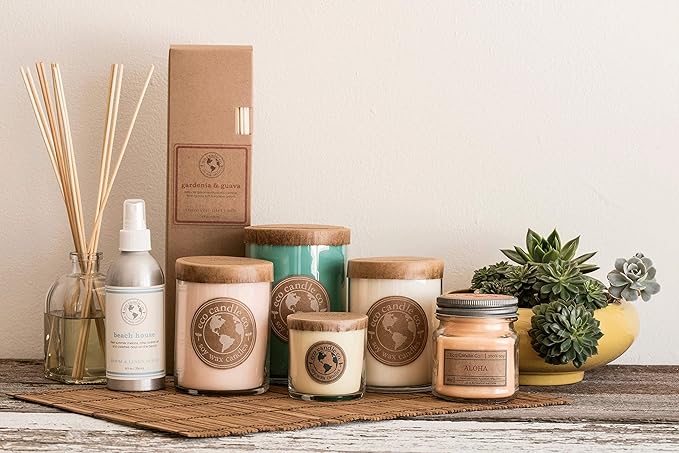 Eco Candle Co. Recycled Candle, Herb Garden, 18 oz. Double Wick - Scents of Tarragon, Bergamot, Grapefruit, & Jasmine - 100% Soy Wax, No Lead, Kraft Paper Label & Lid, Hand Poured, Midwest Soybeans