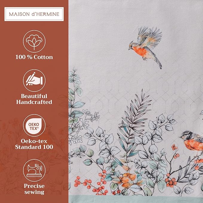 Maison d' Hermine Placemats Set of 4 100% Cotton Washable Cloth Place Mats, Reusable Table Mats for Kitchen Dining Decoration, Party, Wedding, Restaurant (Whitish Shabby Chique, 13" x 19")