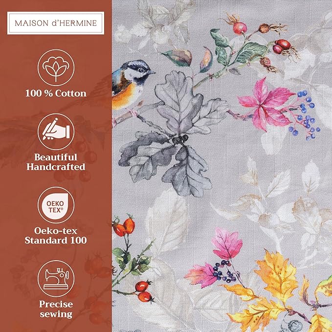 Maison d' Hermine Placemats Set of 4 100% Cotton Washable Cloth Place Mats, Reusable Table Mats for Kitchen Dining Decoration, Party, Wedding, Restaurant (Equinoxe - Grey, 13" x 19")