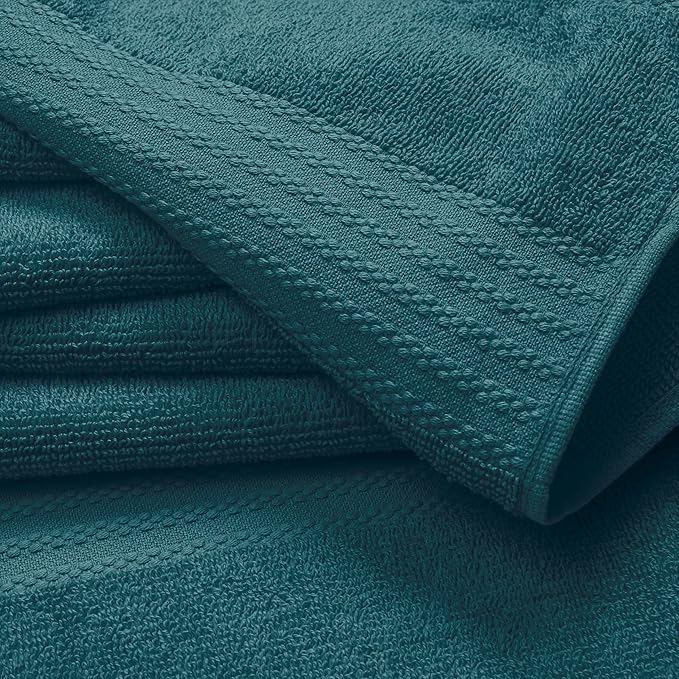 GLAMBURG Ultra Soft 6-Piece Hand Towel Set 16x28-100% Ringspun Cotton - Durable & Highly Absorbent Hand Towels - Ideal for use in Bathroom, Kitchen, Gym, Spa & General Cleaning - Teal
