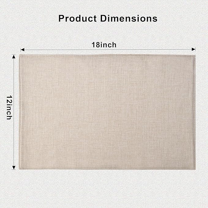 Cloth Placemats Set of 8 - Double Thickened Easy to Clean Linen Style Fabric Placemats - Machine Washable Placemats - Heat Resistant Non-Slip Table Mats (Light Linen, 8)