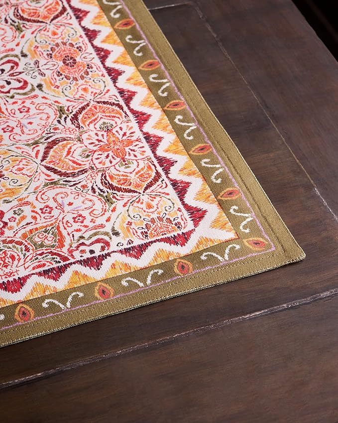 Maison d' Hermine Placemats Set of 4 100% Cotton Washable Cloth Place Mats, Reusable Table Mats for Kitchen Dining Decoration, Party, Wedding, Restaurant (Damask, 13" x 19")