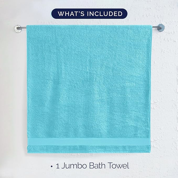 Elegant Comfort Premium Turkish Cotton 1 Piece Jumbo Bath Towel - 35 x 70 inch, Luxurious Hotel Spa Quality 100% Turkish Cotton Large Bath Towel - Highly Absorbent - Soft Bathroom Towel, Aqua