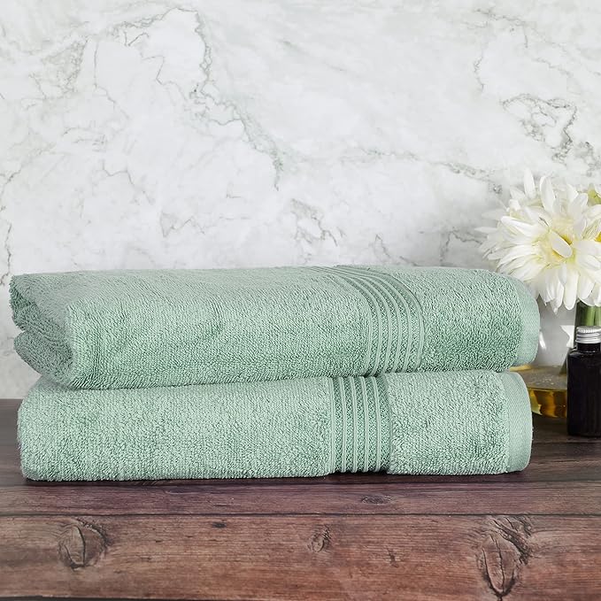 Superior Egyptian Cotton 2-Piece Bath Sheet Towel Set, Oversized Body Towels For Adults And Kids, Large Towel For Bath, Shower, Guest Bathroom, Spa, Gym, Resort, Essentials, Airbnb, Sage