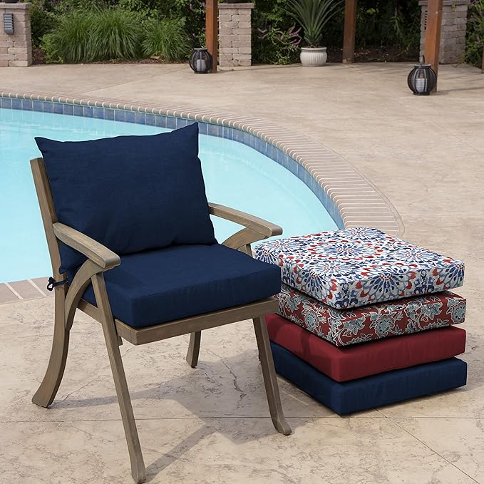Arden Outdoor Dining Chair Cushion, 21 x 21, Rain-Proof, Fade Resistant 21 x 21, Sapphire Blue Leala