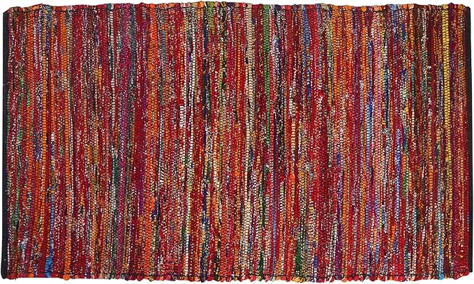 Rug Area Rugs Cotton 2x3 Ft Multicolour Chindi for Livingroom Bedroom Washable RagRug Reversible Farmhouse Kitchen RunnerRug Carpet Area Runner Mat for Hallway, Entryway 24x36 Inch
