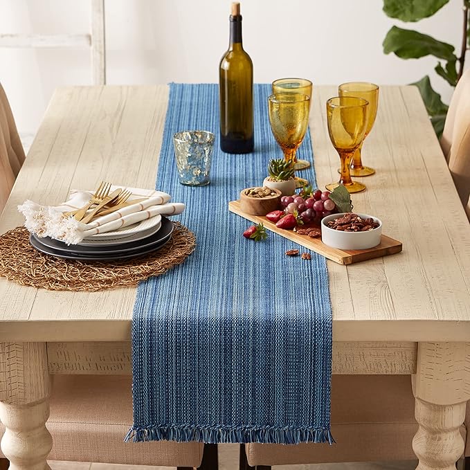 DII Variegated Tabletop Collection, Table Runner, 13x108, Nautical Blue