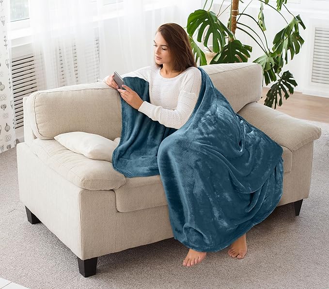 Utopia Bedding Fleece Blanket Throw Size Stone Blue 300GSM Luxury Anti-Static Fuzzy Soft Microfiber Blanket for Couch, Sofa and Bed (60x50 Inch)