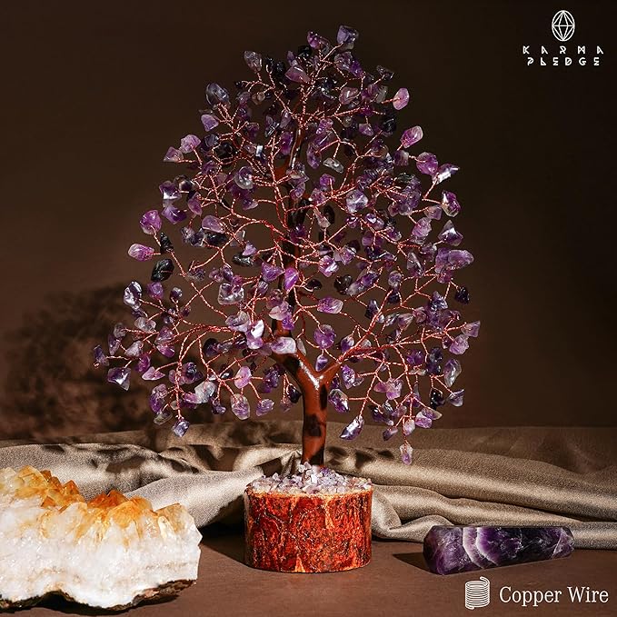 Crystal Tree of Life Amethyst Healing Crystal Trees for Home & Office Decoration, Handmade Crystal Money Bonsai Trees for Positive Energy, Good Luck, Christmas Decor, Birthday Gifts for Women, Mom