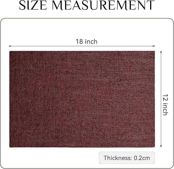 Softalker Faux Linen Placemats Set of 12-12 x 18 Inch, Heat Resistant Double Layered Durable Burlap Farmhouse Place Mats, Non-Slip Washable Rustic Table Mats for Dining, Kitchen, Party(Red