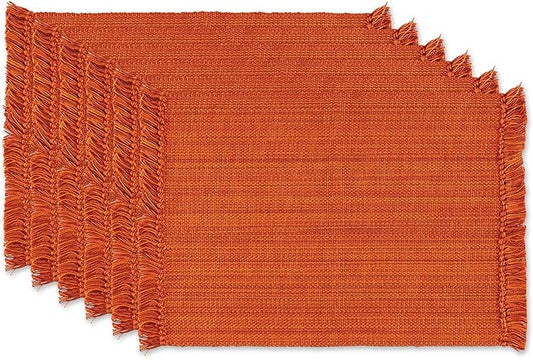 DII Variegated Tabletop Collection, Placemat Set3x19, Burnt Orange, 6 Piece