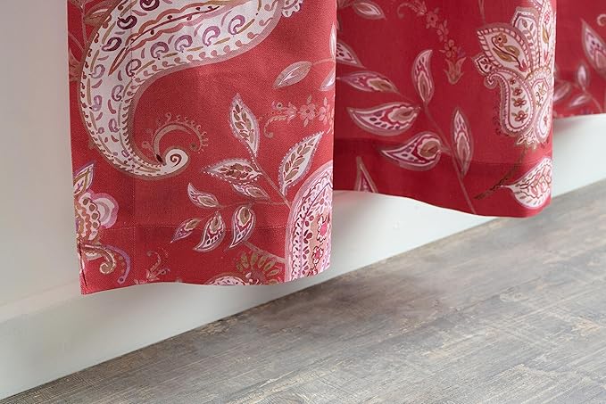 Maison d' Hermine Curtains for Living Room 100% Cotton 84 inch Length Two Panels Light Filtering Curtains for Bedroom Windows with Rod and Loop Pockets Drapes (Ramage Fire Brick, 50" W x 84" L)
