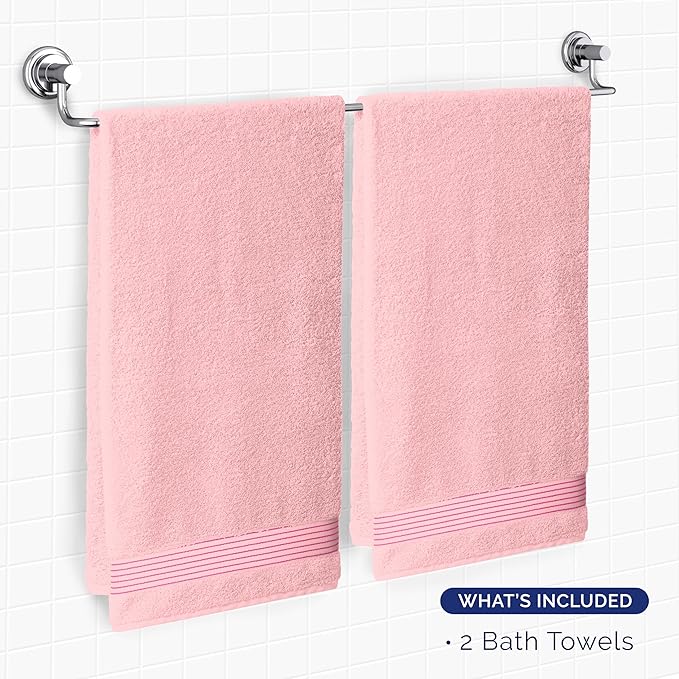Elegant Comfort Premium Turkish Cotton 2 Pack Bath Towel Set - 27 x 54 inch, Luxurious Hotel Spa Quality 100% Turkish Cotton 2PC Bath Towel Set - Highly Absorbent - Soft Bathroom Towels, Dusty Rose