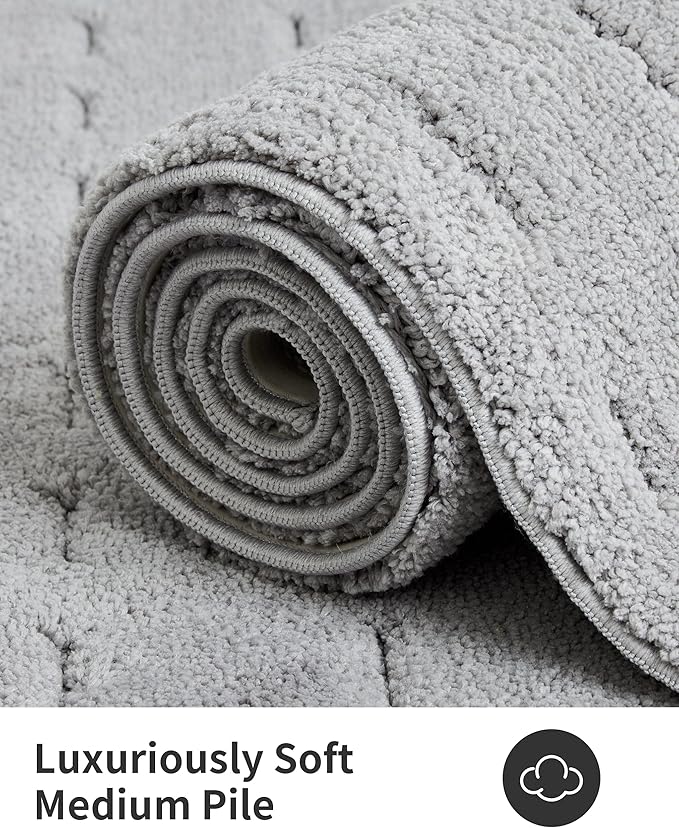 ILANGO Grey 60120 Bathroom Rugs Bath Mat Set, Dries Quickly,Non Slip Fluffy Shaggy Bath Washable Mats Set for Bathroom,Tub
