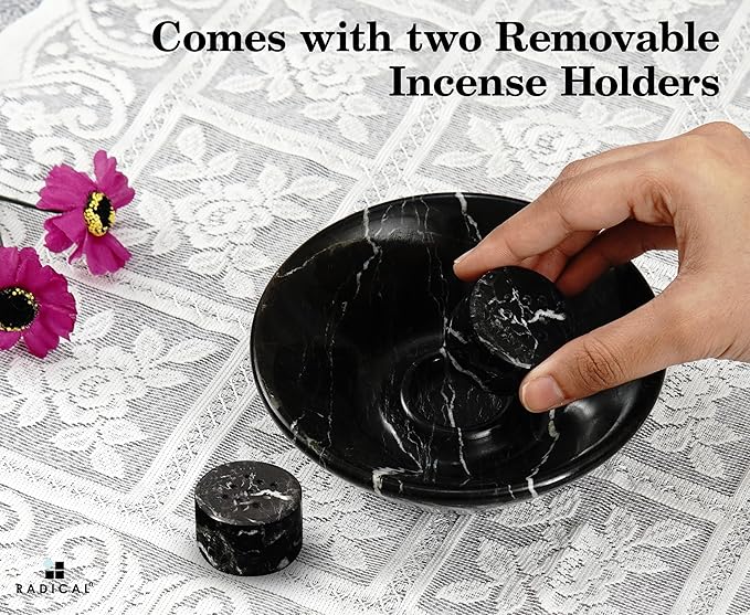 Radicaln Marble Incense Holder 5.5" Inches Black Handmade Palo Santo Stick for Home Décor, Modern Incense Holder for Sticks, Citronella incenses Stick for Room & Office Aromatherapy