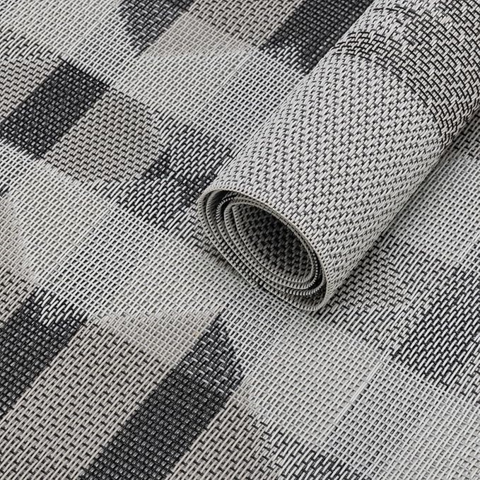 Winknowl Placemats Set of 4, Heat Resistant Stain Resistant Woven Vinyl Insulation Place mats, Durable Washable Elegant Table Mats for Kitchen Dining Table Decor (Geometric Gray)