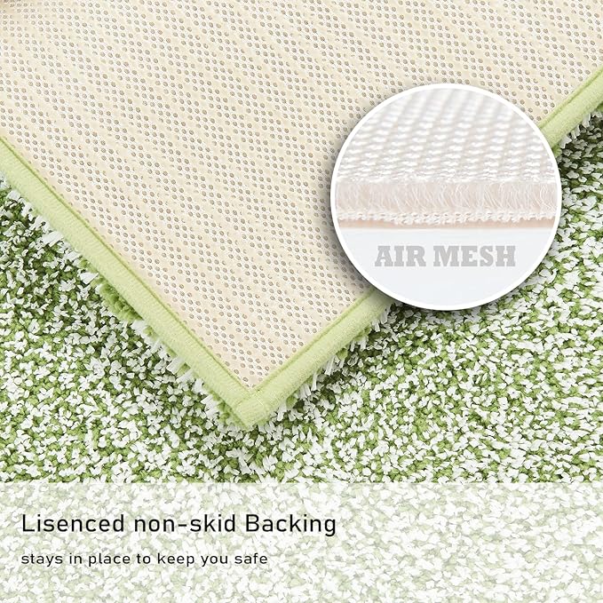 Douceur Sage Green Bathroom Rugs Non Slip, Luxury Thick Plush Shaggy Bath Mats Washable, Fluffy Absorbent Bath Rugs for Bathroom, Quick Dry Shower Mat Gifts, 36" x 24"