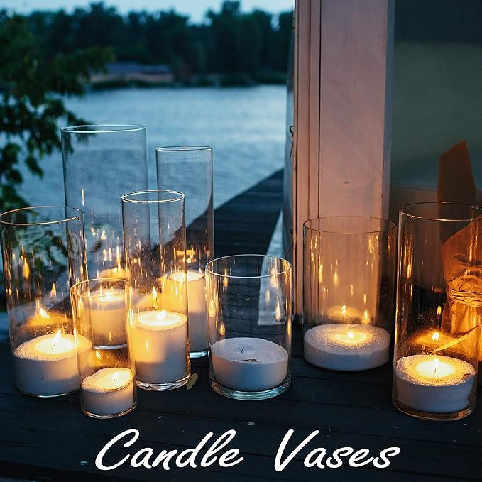 CYS Excel Clear Glass Cylinder Vase (H:20" D:4") | Multiple Size Choices Glass Flower Vase Centerpieces | Hurricane Floating Candle Holder Vase