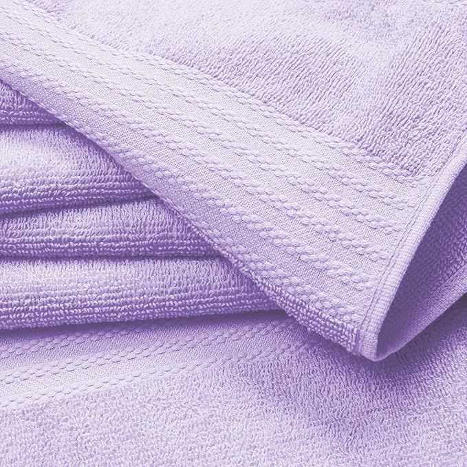 GLAMBURG Ultra Soft 6-Piece Hand Towel Set 16x28-100% Ringspun Cotton - Durable & Highly Absorbent Hand Towels - Ideal for use in Bathroom, Kitchen, Gym, Spa & General Cleaning - Purple