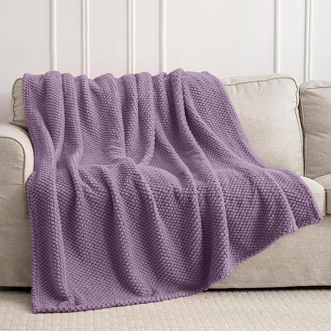 Purple 300GSM Fleece Throw Blanket for Couch Sofa Bed, 60x80 Soft Cozy Flannel Blankets, Lightweight Fuzzy Fluffy Throws for Women