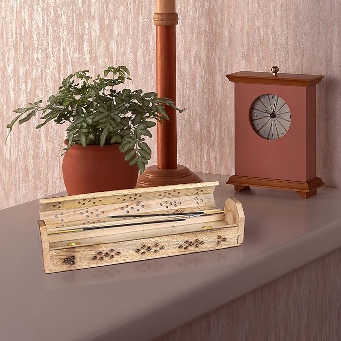 Incense Stick Holder, Incense Holder, Incense Holder for Sticks Used for Room Décor, Cool Room Spiritual Décor, Aromatherapy, Incense Burner with Storage Compartment 12Inch Burnt