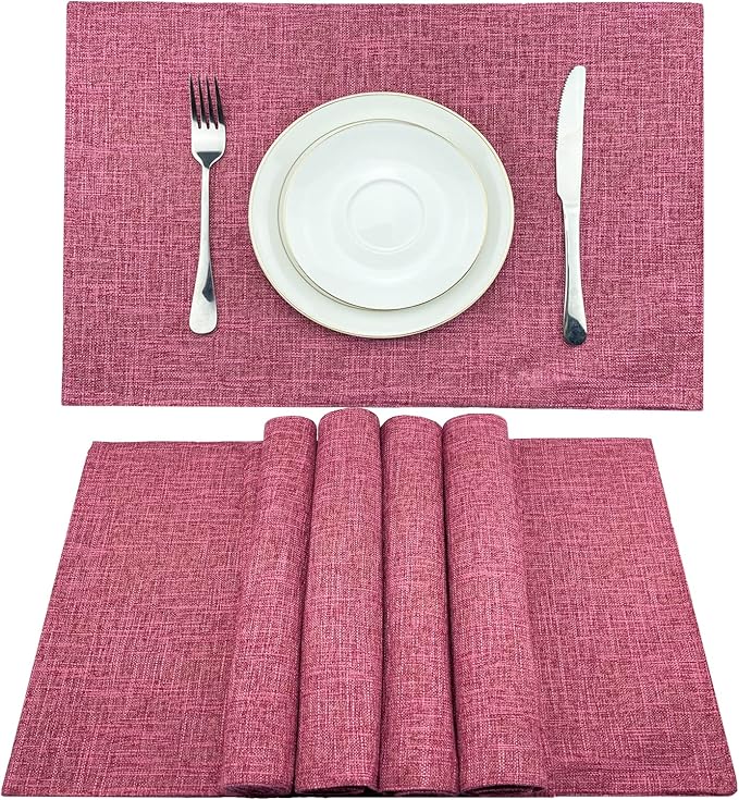 Weabetfu Cloth Placemats Set of 6 Heat Resistant Dining Table Placemmats Cotton Linen Machine Washable Kitchen Table Mats Wrinkle Free Thick Fabric Place Mat,Easy to Clean,13"x19"