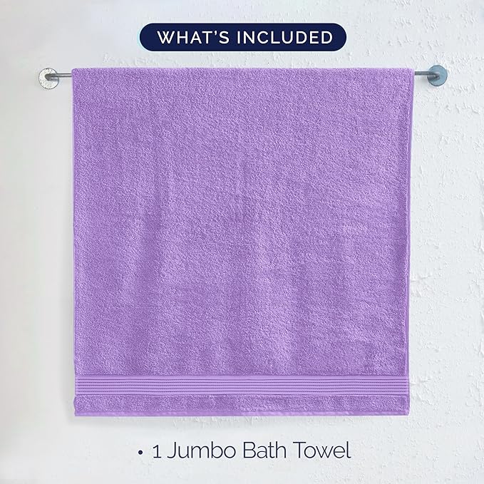 Elegant Comfort Premium Turkish Cotton 1 Piece Jumbo Bath Towel - 35 x 70 inch, Luxurious Hotel Spa Quality 100% Turkish Cotton Large Bath Towel - Highly Absorbent - Soft Bathroom Towel, Lilac