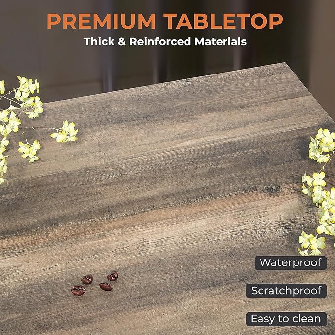 GreenForest Coffee Table with Storage for Living Room, Small Square Center Tables with Seamless One-Piece Tabletop Farmhouse Style, Grey Wash