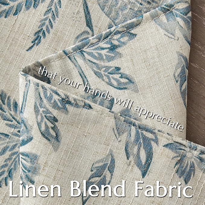 JINCHAN Linen Floral Fall Placemats Set of 4 Cloth Table Mats Rustic Cottagecore Jacobean Outdoor Seasonal for Kitchen Dining Table Decor Non-Slip Washable Tablemats 13x19 Inch Blue