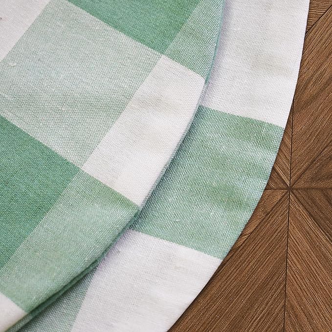 Green & White Cotton Buffalo Check Plaid Round Placemat 15 Inch Set of 4 Gingham eco-Friendly Fabric Handcrafted Machine Washable Indoor & Outdoor Tablemat