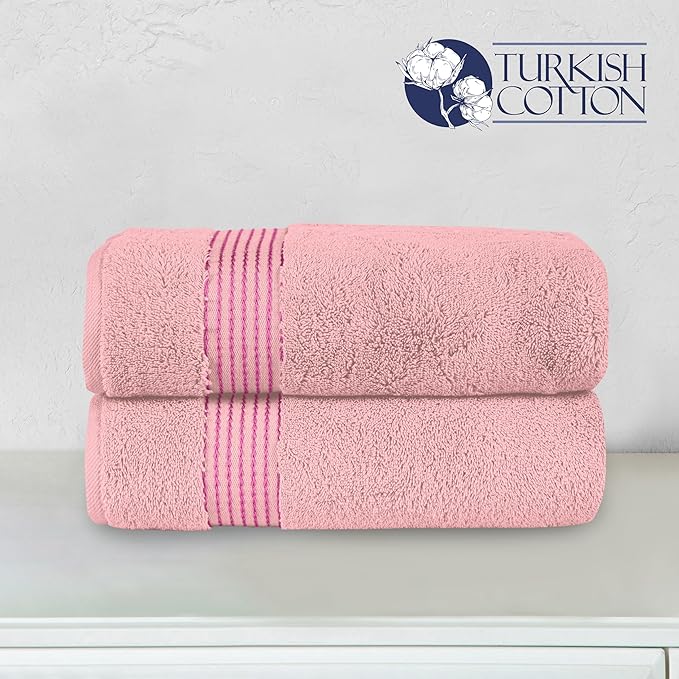Elegant Comfort Premium Turkish Cotton 2 Pack Bath Towel Set - 27 x 54 inch, Luxurious Hotel Spa Quality 100% Turkish Cotton 2PC Bath Towel Set - Highly Absorbent - Soft Bathroom Towels, Dusty Rose