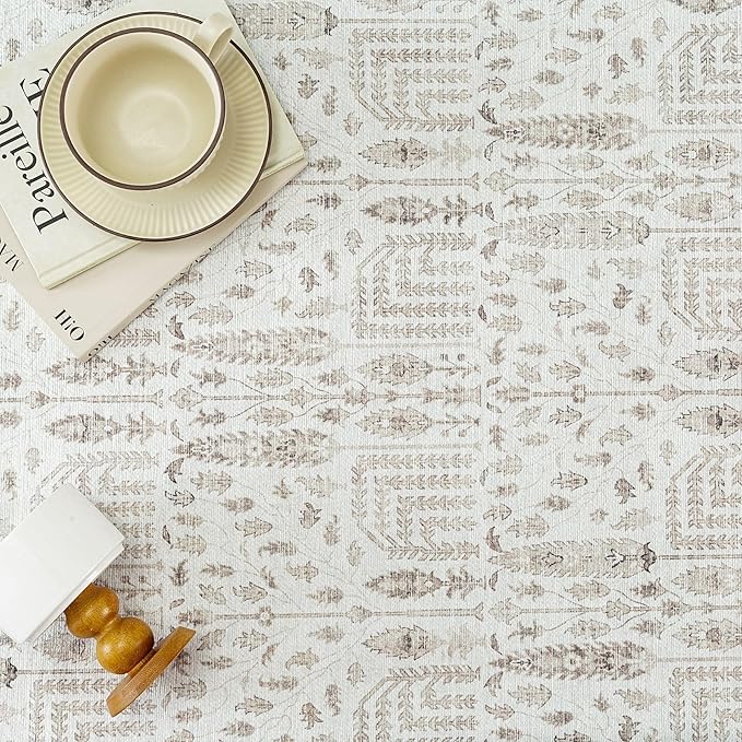 Hallway Runner Rug 2x6 Washable Grey Kitchen Carpet Non Slip Boho Thin Floral Farmhouse Throw Accent Long Rug for Laundry Bathroom Office Bedroom