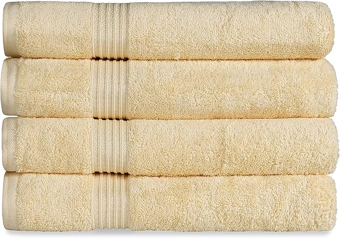Superior Egyptian Cotton 4-Piece Bath Towel Set for Shower, Bath, Spa, Resort, Hotel, Soft Body Towels, Airbnb Essentials, Apartment, Dorm, Quick Dry, Absorbent, Bathroom Basics, Canary