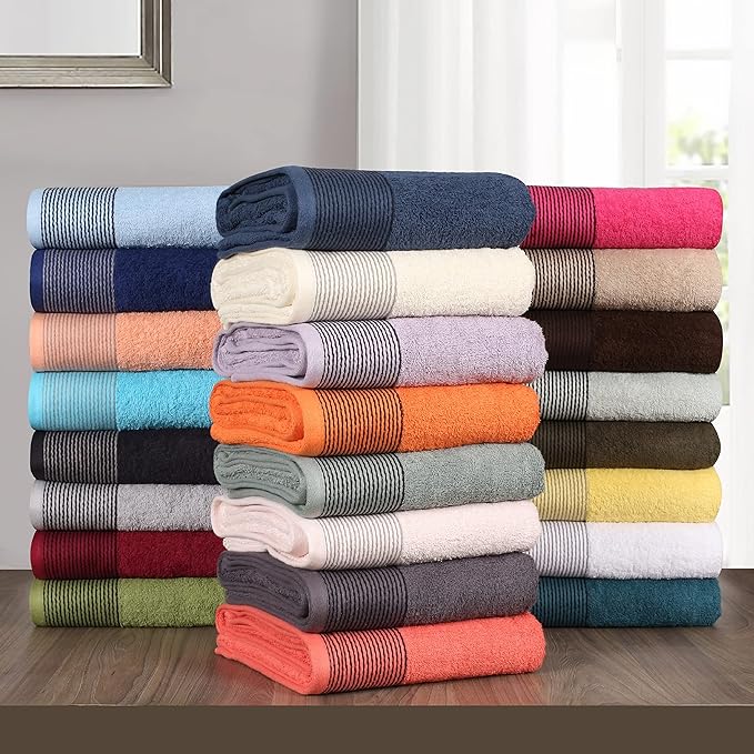 Belizzi Home 100% Cotton Ultra Soft 6 Pack Towel Set, Contains 2 Bath Towels 28x55 inchs, 2 Hand Towels 16x24 inchs & 2 Washcloths 12x12 inchs, Compact Lightweight & Highly Absorbant - Mineral Blue