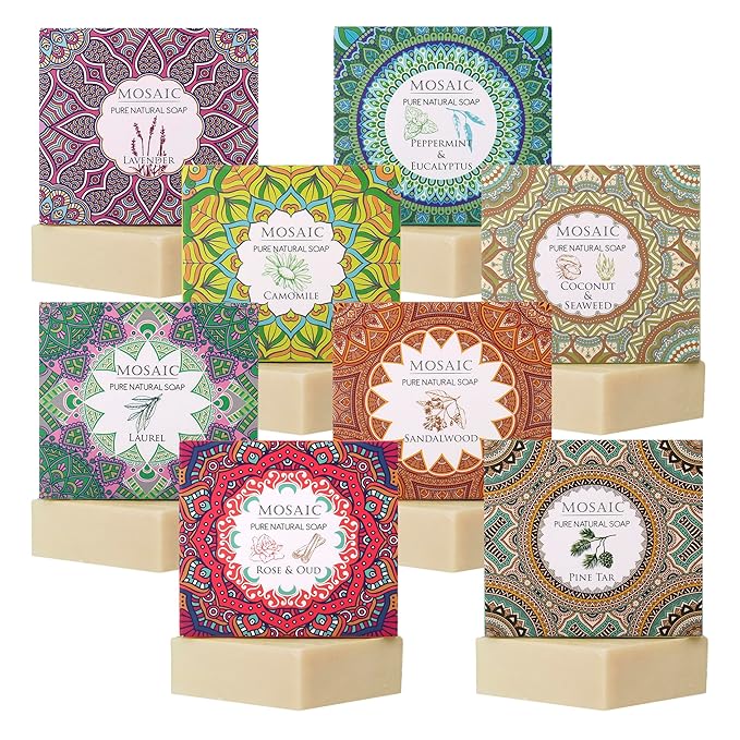 AEGEAN 100% Natural Bar Soap w/Organic Ingredients, Vegan Soap, Moisturizing, Handmade, Scented w/Premium Essential Oils, Body Soap Bars for Women & Men