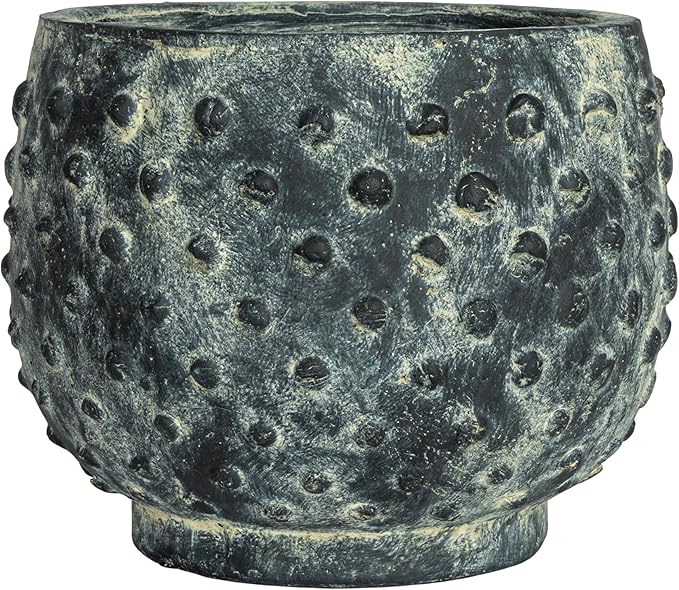 Creative Co-Op Distressed Terra Cotta Hobnail Planter, Black