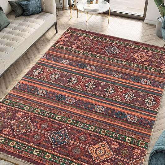 Keen Home Design 10x14 Rug - Machine Washable Area Rug with Non-Slip Backing, Ideal for Living Room, Dining Room, Bedroom - Vintage, Easy Clean, Durable, Low Pile Rug - (9'7" x 14')