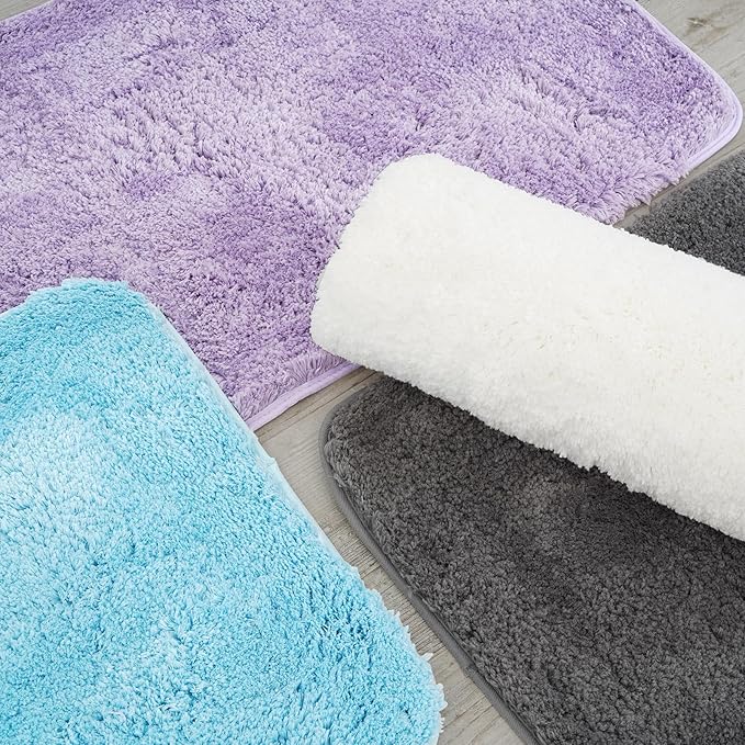 ROSMARUS Shaggy Non-Slip Bath Mat 24" x 36", Water-Absorbent Plush Bathtub Mat, Soft, Machine Washable, Purple