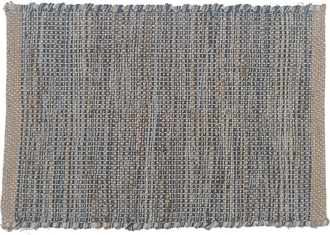 Chardin home | Natural Jute Placemats Set of 4 | 13x19 Inch. Rustic Farmhouse Place mats | Table mats Colors - Natural Jute and Grey